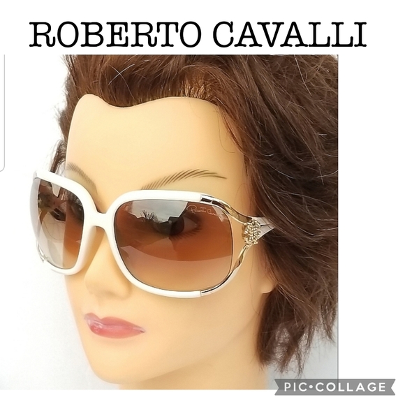 Roberto Cavalli White/ Brown Gradient Talisia 370S Oversized Sunglasses